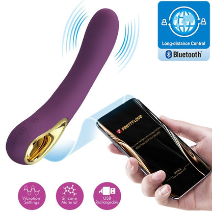 Vibrador recargable lila de la marca Pretty Love Smart, modelo Ethan, con diseño ergonómico y control suave.