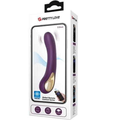 Vibrador recargable lila de la marca PRETTY LOVE SMART, modelo Ethan, con diseño ergonómico y superficie suave.