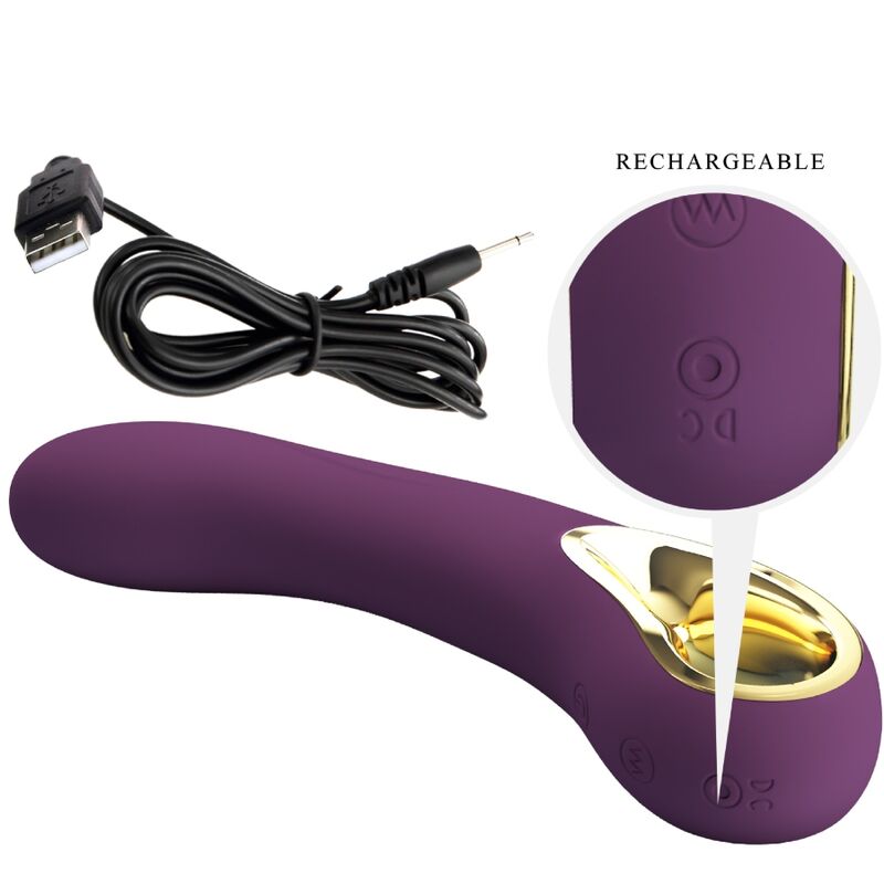 Vibrador recargable lila de la marca PRETTY LOVE SMART, modelo Ethan, con diseño ergonómico y control suave.