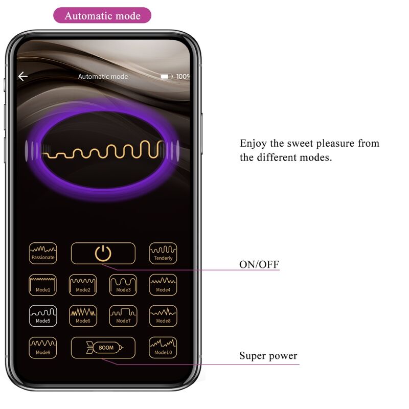 Vibrador recargable lila de la marca PRETTY LOVE SMART, modelo Ethan, diseñado para placer y comodidad.