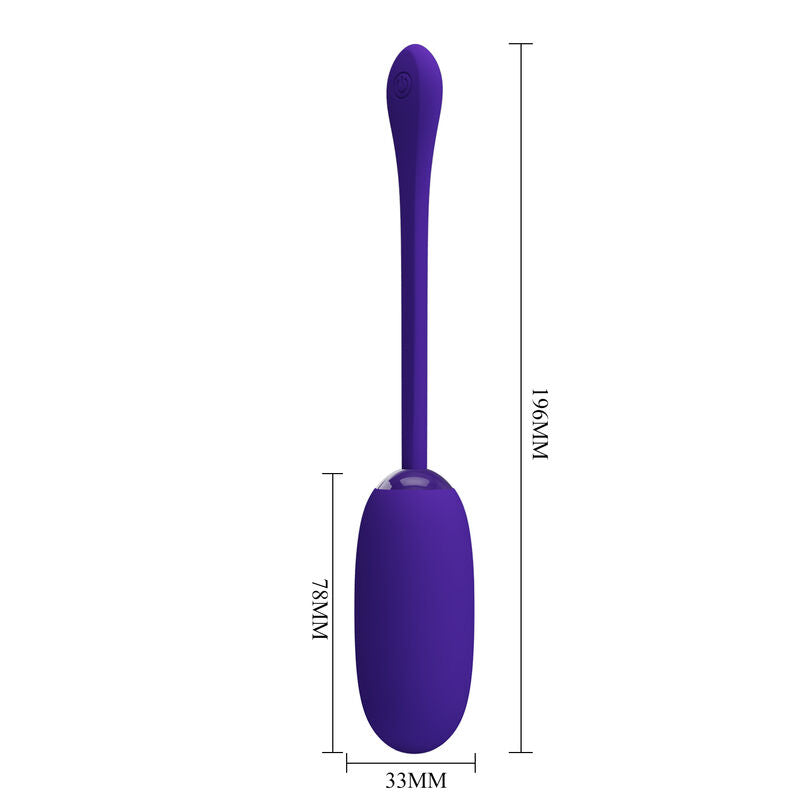 Vibrador huevo lila de la marca PRETTY LOVE SMART, impermeable y recargable, diseño compacto y elegante para uso íntimo.