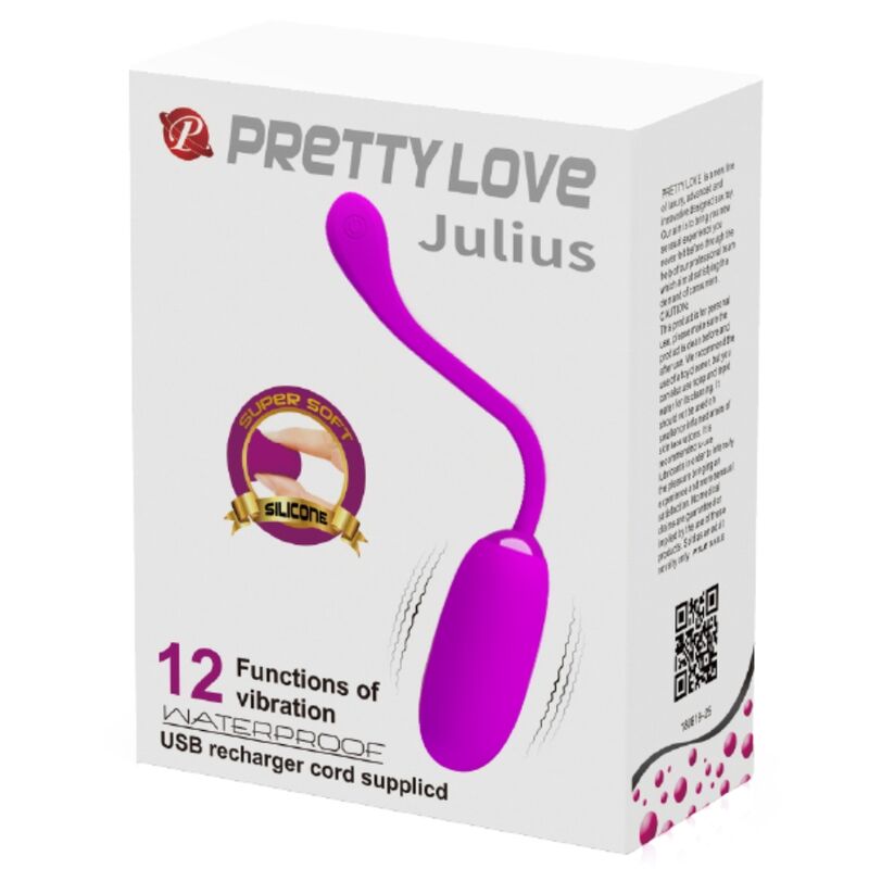 Purple waterproof rechargeable vibrator from PRETTY LOVE SMART, model Julius Huevo, designed for discreet pleasure.