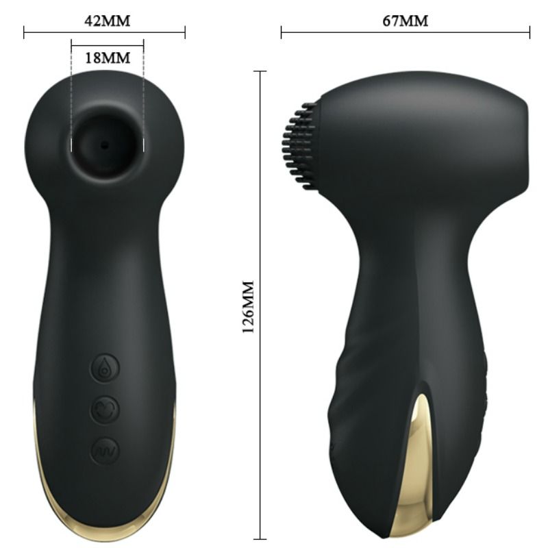 Vibrador y succionador Pretty Love Smart Hammer con diseño elegante y funciones de vibración y succión.
