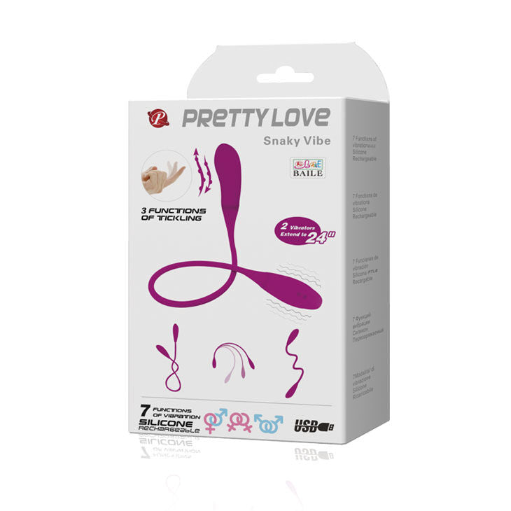 Vibrador PRETTY LOVE SMART SNKY VIBE con 7 patrones y 3 funciones de estimulación para placer y relajación.
