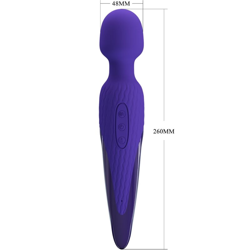 Vibrador wand PRETTY LOVE ANTONY con efecto calor, en color violeta, diseñado para placer y estimulación.