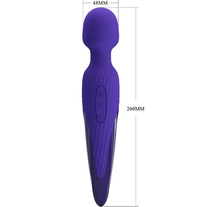 Vibrador wand PRETTY LOVE ANTONY con efecto calor, en color violeta, diseñado para placer y estimulación.