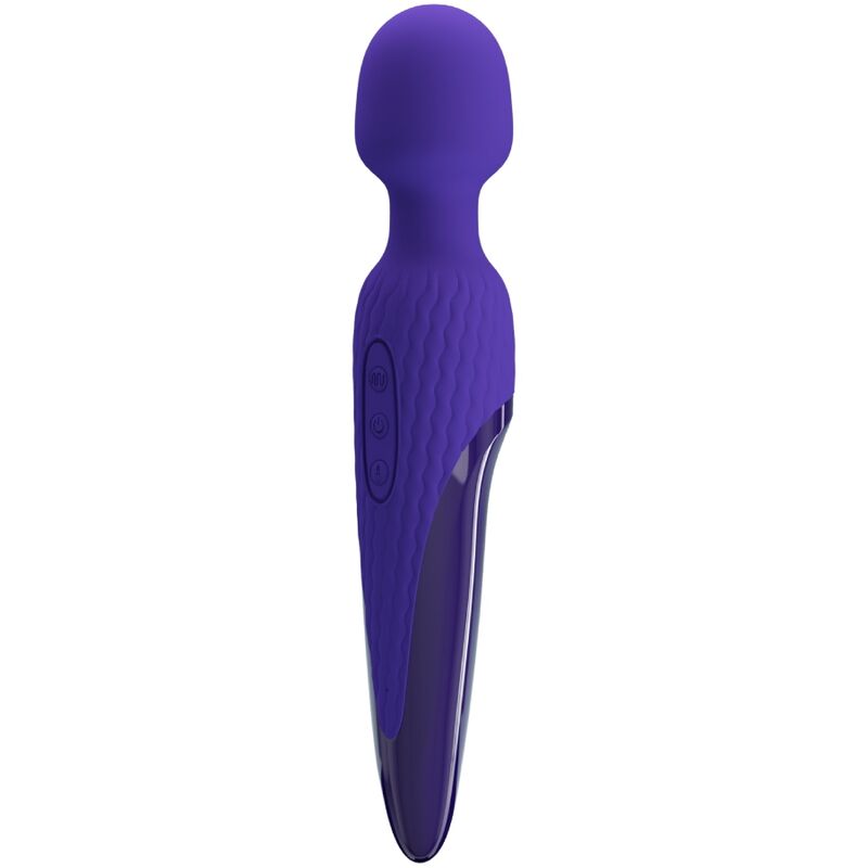Vibrador wand Pretty Love Antony Youth de color violeta con efecto calor, diseñado para estimulación intensa y placer.