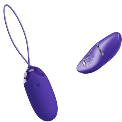 Vibrador control remoto Pretty Love Youth Berger en color violeta, con forma de huevo y textura suave para placer.
