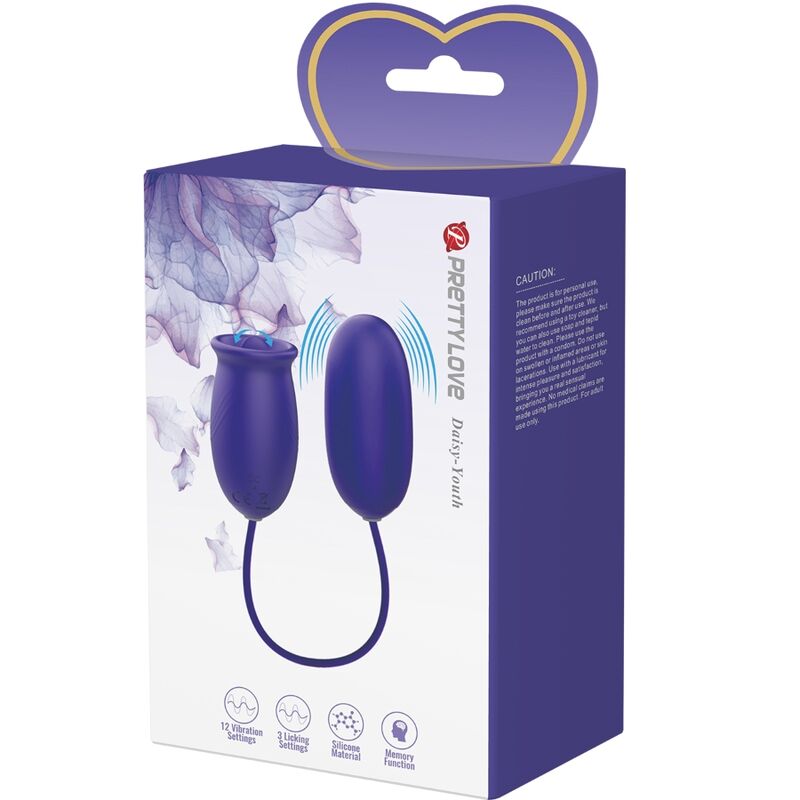 Estimulador vibrador recargable Pretty Love Daisy Youth de color violeta, con diseño compacto y ergonómico para uso personal.
