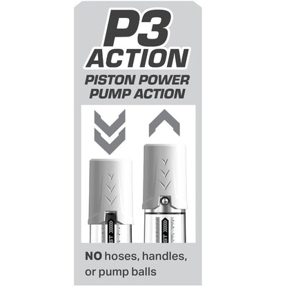 Bomba de erección PUMP WORX Max Boost blanca, con diseño compacto y control de presión para uso íntimo.