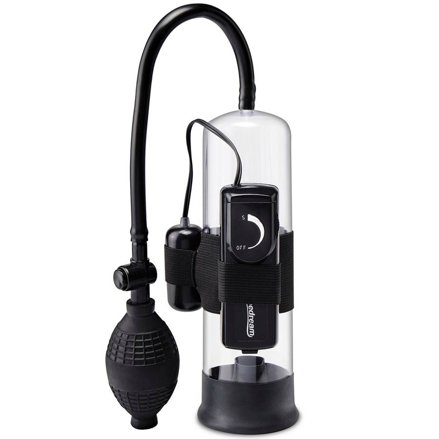 Bomba de succionador vibradora para principiantes de la marca PUMP WORX, con diseño compacto y control de intensidad visible.