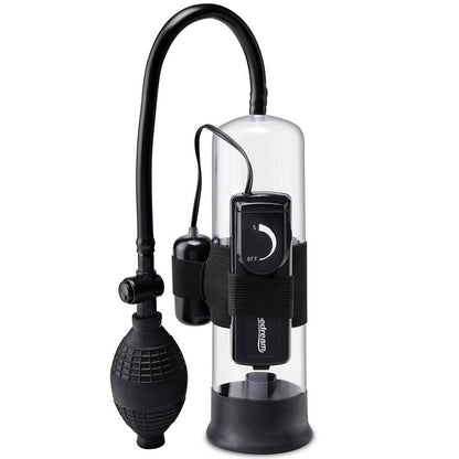 Bomba de succionador vibradora para principiantes de la marca PUMP WORX, con diseño compacto y control de intensidad visible.
