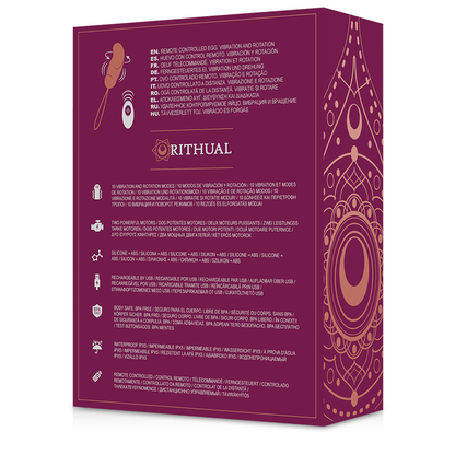 Huevo control remoto RITHUAL ESHA con sistema de rotación y vibración, diseñado para placer y estimulación.