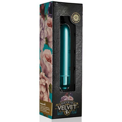 Vibrador portátil ROCKS-OFF Touch of Velvet Peacock Petals con diseño suave y estimulante para placer personal.