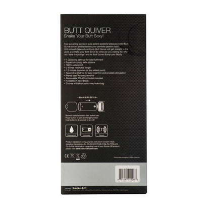 Black ROCKS-OFF Butt Quiver with 7 speeds, designed for targeted P-spot stimulation.