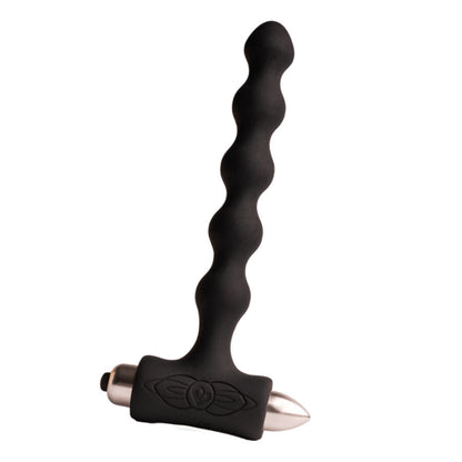 Plug anal vibrador negro Rocks-Off Petite Sensations Pearls con perlas y vibración para uso anal.