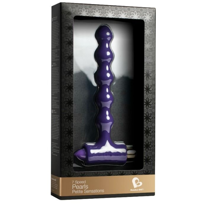 Rocks-Off Petite Sensations Pearls anal plug with vibrating and pulsating features, featuring a sleek, pearl-shaped design.