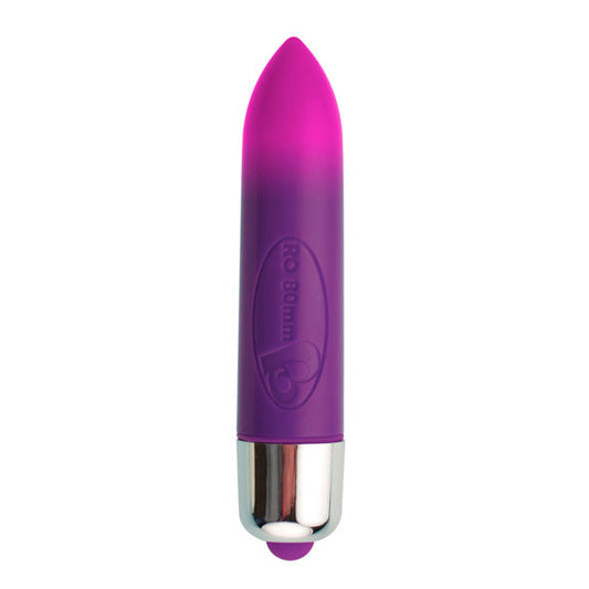 Vibrador bala ROCKS-OFF RO-80 MM con cambio de color y batería de 7 V, en color vibrante, diseñado para estimulación personal.