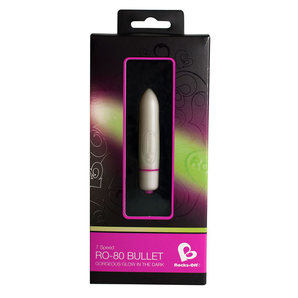 Gold ROCKS-OFF RO-80 MM BALA VIBRADORA, sleek design with a smooth surface, ideal for intimate pleasure.