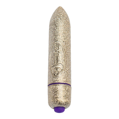 ROCKS-OFF RO-80 MM Gold Vibrator with sleek design and adjustable settings, showcasing its luxurious finish and compact size.