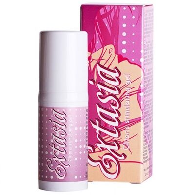 RUF Extasia Gel Estimulante Clítoris 30ml, transparent gel bottle with white label and screw cap, product image.