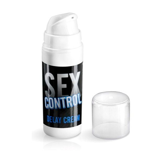 Crema retardante RUF Sex Control de 30 ml, envase con crema para retrasar la eyaculación, en tubo con tapa blanca.