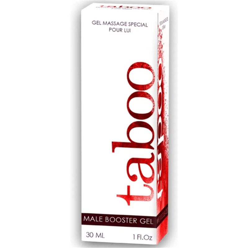 Gel RUF Taboo male booster para la erección, frasco de 30 ml, con textura y etiquetado visible en la imagen.