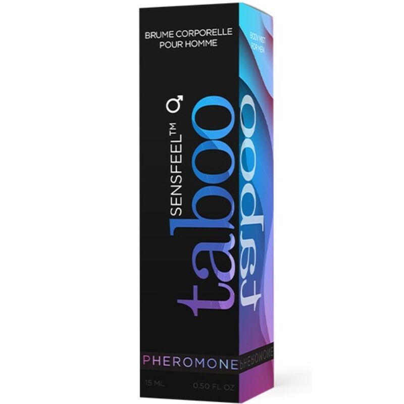Perfume de feromonas RUF Taboo para él en frasco de 15 ml, con botella elegante y diseño moderno visible en la imagen.