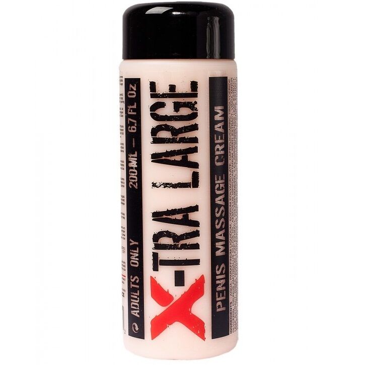 Crema de masaje masculina RUF de tamaño extra grande, mostrando el frasco y textura cremosa en la imagen.