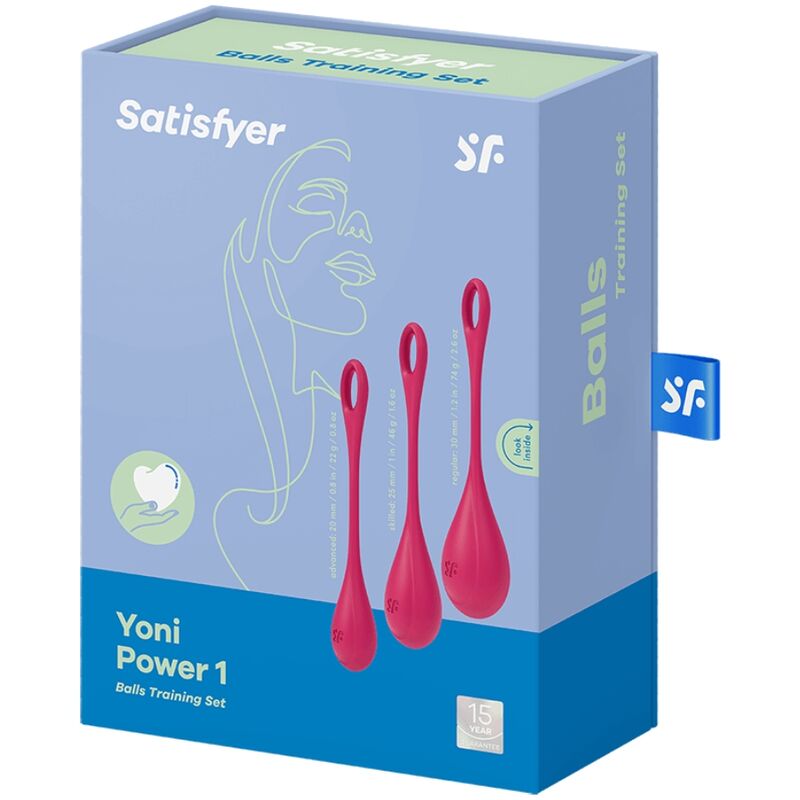 Kit de entrenamiento Yoni Power 1 de SATISFYER, con bolas rojas y accesorios para el fortalecimiento del suelo pélvico.