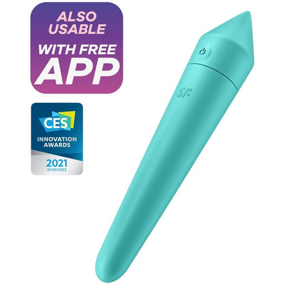 SATISFYER Ultra Power Bullet 8 Bala vibrating toy in turquoise, designed for discreet pleasure and targeted stimulation.