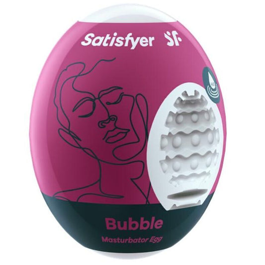 Masturbador SATISFYER Bubble Huevo de la marca SATISFYER EGGS, con textura suave y diseño compacto para placer íntimo.