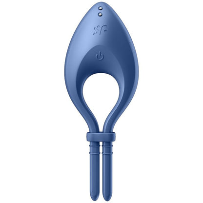 Anillo vibrador azul Satisfyer Bullseye de la marca Satisfyer Ring, con control por aplicación y diseño compacto.