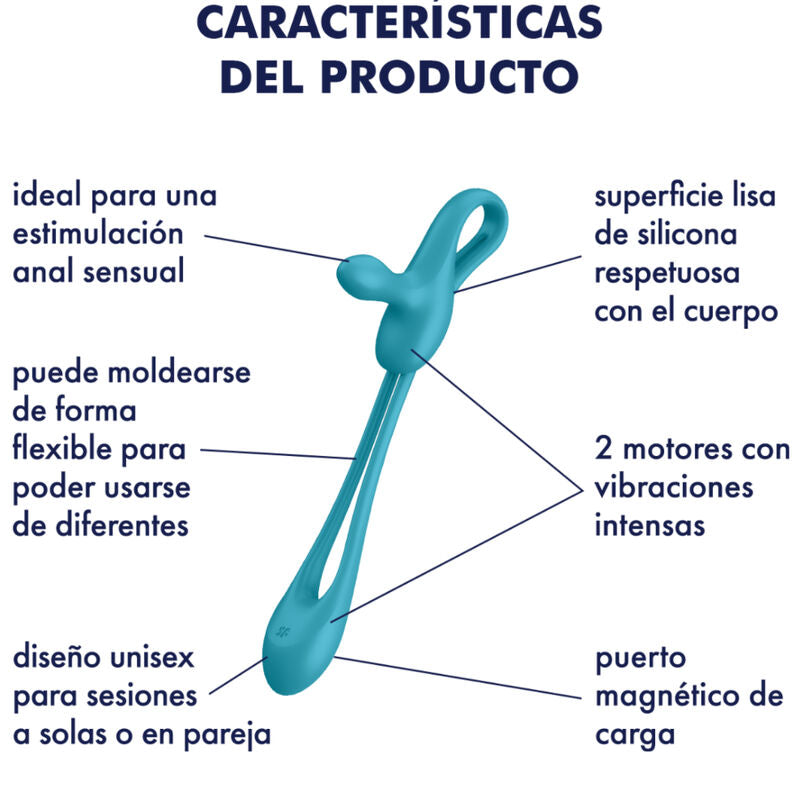 Vibrador flexible SATISFYER PLUG & PLAY 1, diseñado para placer y estimulación, con forma ergonómica y múltiples funciones.