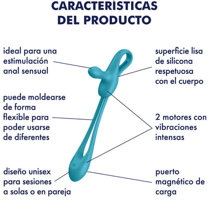 Vibrador flexible SATISFYER PLUG & PLAY 1, diseñado para placer y estimulación, con forma ergonómica y múltiples funciones.