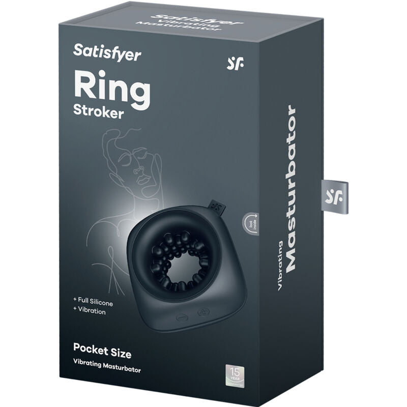 Anillo masturbador vibrador SATISFYER RING con textura interior y vibraciones, diseñado para placer y estimulación personal.