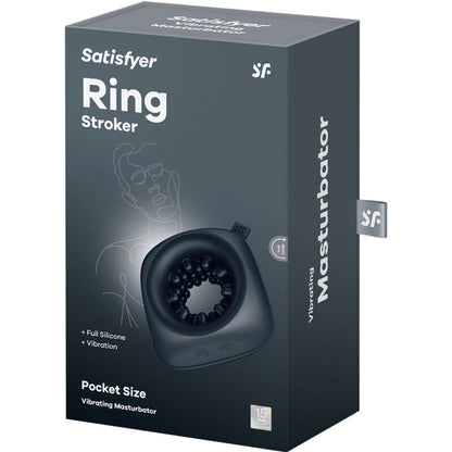 Anillo masturbador vibrador SATISFYER RING con textura interior y vibraciones, diseñado para placer y estimulación personal.