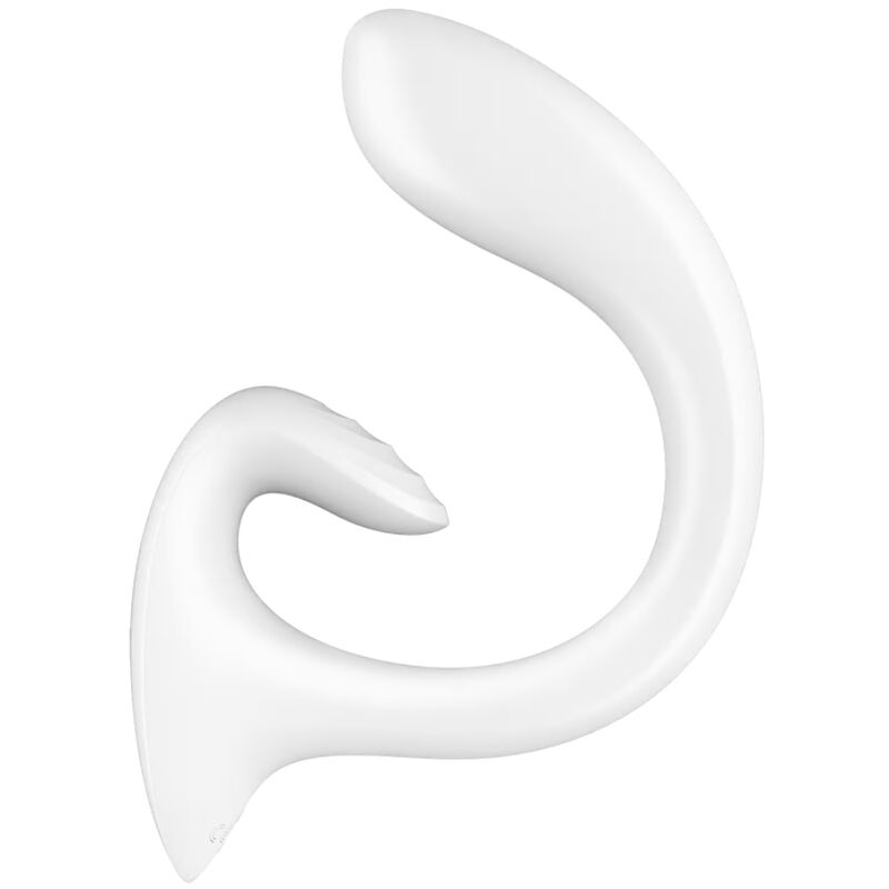 Vibrador rabbit blanco SATISFYER G FOR GODDESS 1, con diseño ergonómico y estimulador dual para placer íntimo.