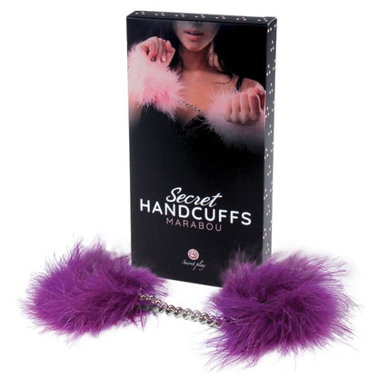 Esposas de marabú lila de SECRETPLAY 100% FETISH, accesorios de restricción para juegos de dominación y fetiche.