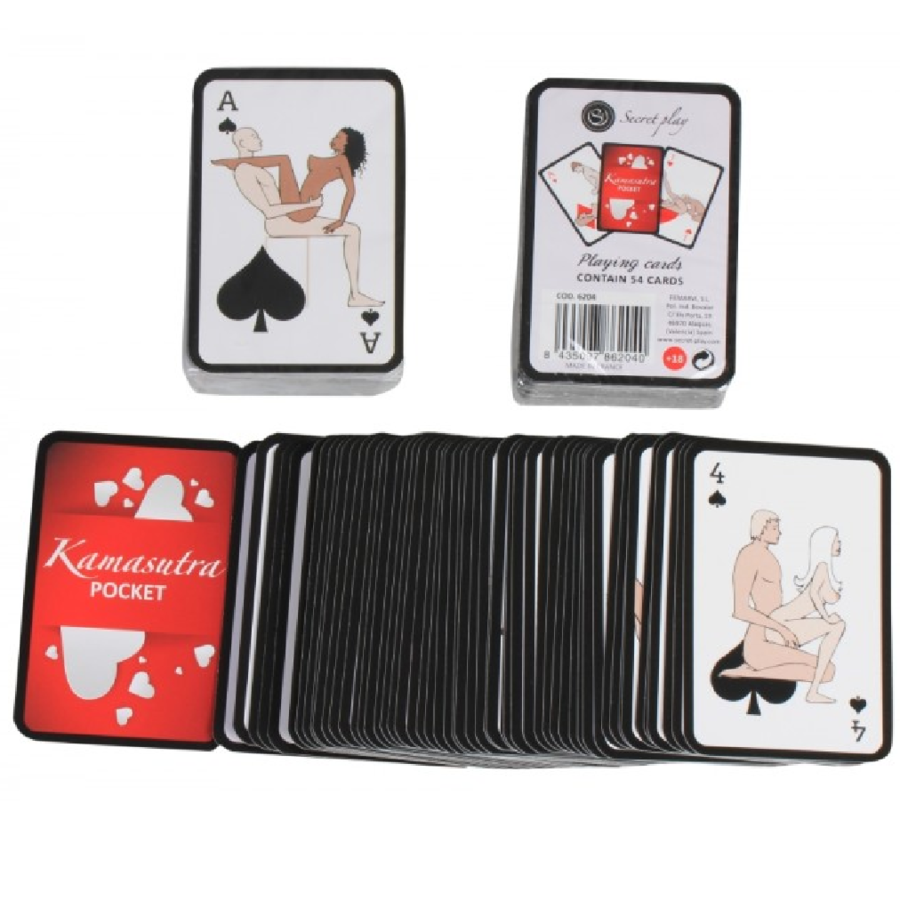 Juego de cartas Kamasutra mini de SECRETPLAY, con ilustraciones y instrucciones en varios idiomas, para juegos íntimos y divertidos.