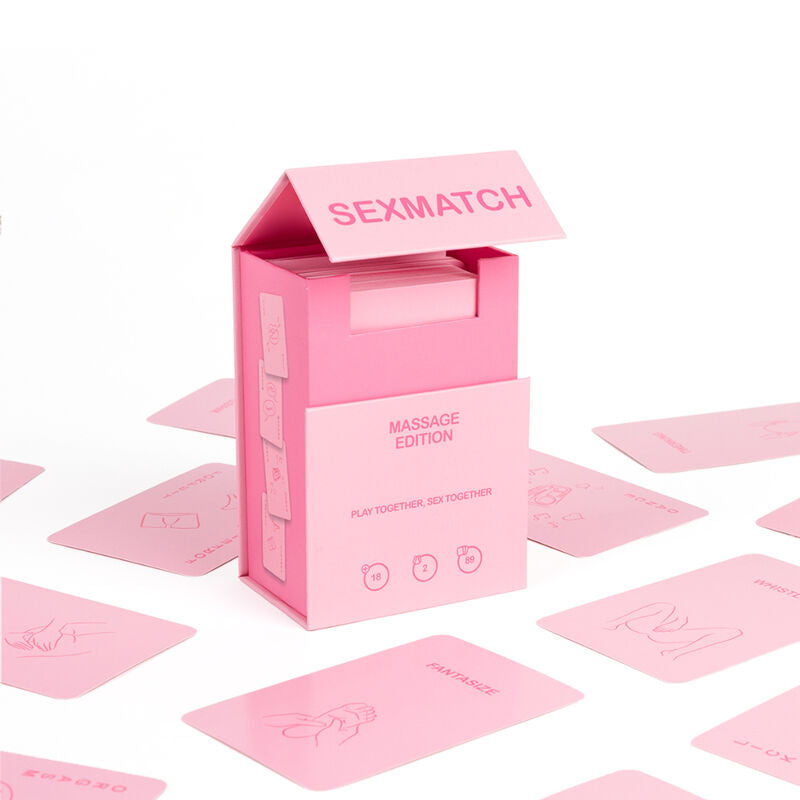 Juego SECRETPLAY SEXMATCH Massage Edition, con cartas y accesorios para juegos íntimos y de masaje en la edición especial.