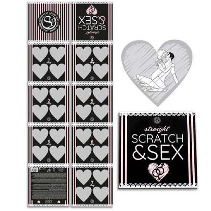Juego de parejas hetero SECRETPLAY SCRATCH & SEX con cartas y accesorios para explorar la intimidad en pareja.