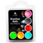 Set de 6 bolas brasileñas SECRETPLAY COSMETIC con efectos variados, visibles en la imagen, para uso íntimo y sensorial.