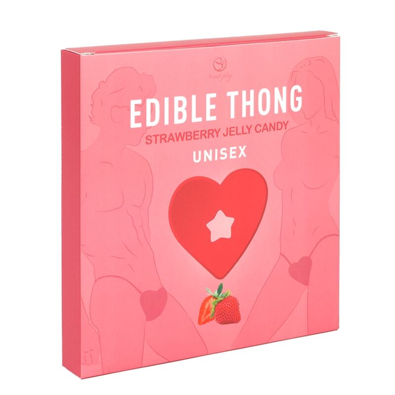 SECRET PLAY Tanga Gominola Fresa in vibrant pink with strawberry design, showcasing a playful lingerie piece.