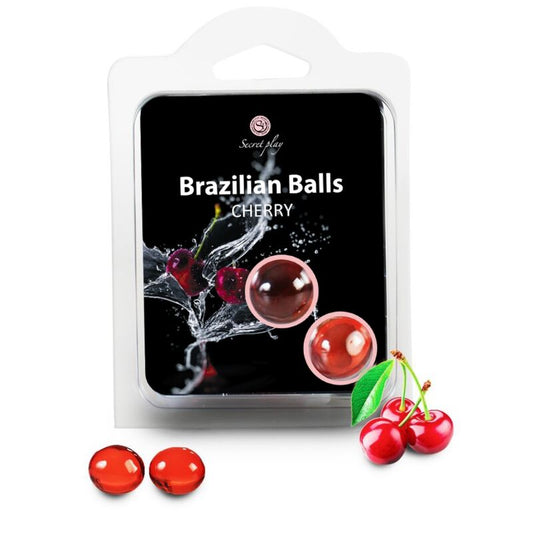 Conjunto de 2 bolas brasileñas SECRETPLAY Cereza, de color rojo, con superficie lisa para ejercicios de suelo y tonificación.