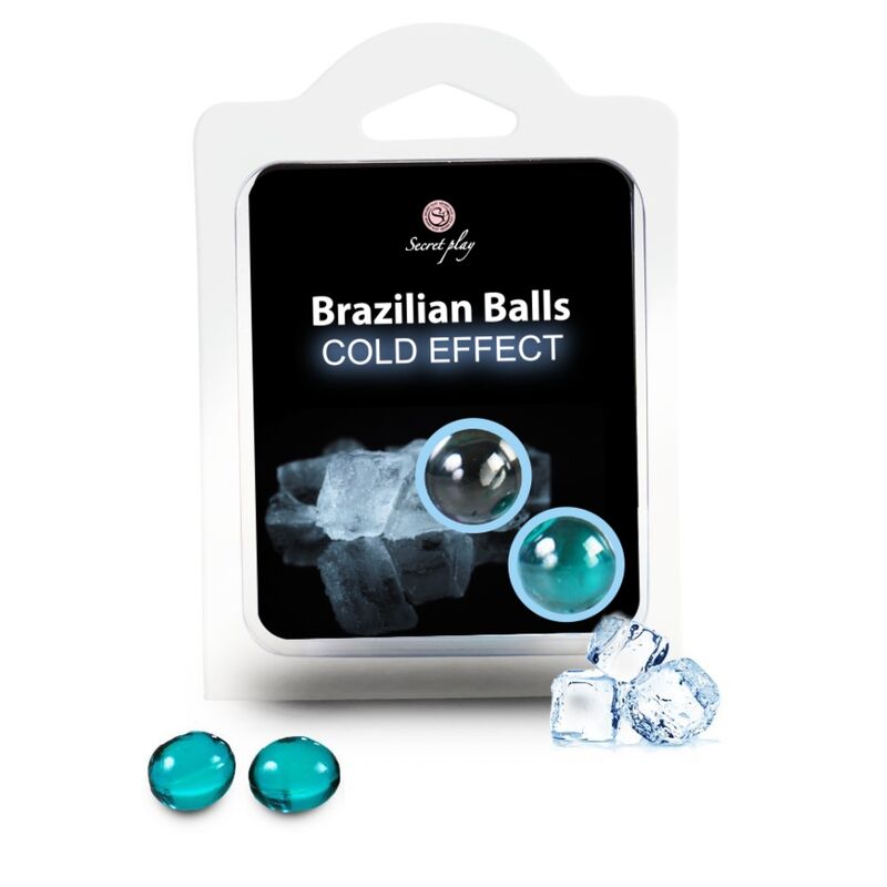 Balanzas Secretplay Brazilian Balls efecto frío, 2 unidades, con diseño en color y textura visibles en la imagen.