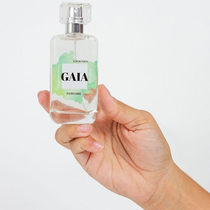 Spray de perfume natural con feromonas SECRETPLAY GAIA para mujer, frasco de 50 ml con diseño elegante y moderno.
