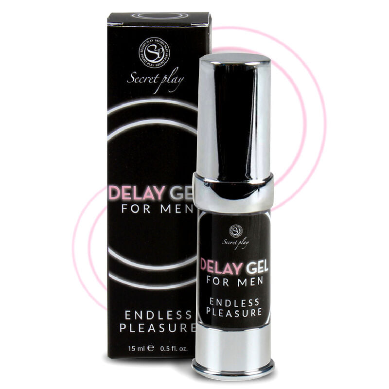 Gel retardante masculino SECRETPLAY ENDLESS PLEASURE en envase de 15 ml, producto de cosmética para mayor duración sexual.