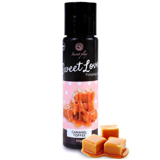Gel íntimo SECRETPLAY Sweet Love Caramelo de 60 ml, envase con gel de textura suave y aroma dulce para uso personal.