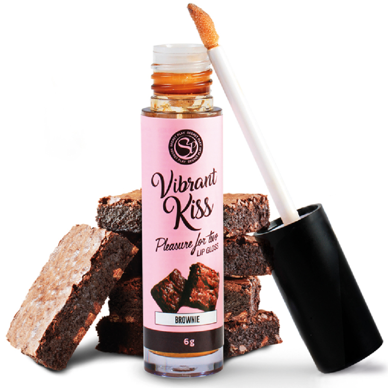 Brillo de labios SECRETPLAY Vibrant Kiss en tono Brownie, con acabado brillante y natural en labios.